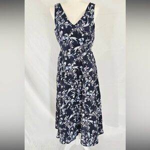 C&C California Midnight Blue Floral Midi Dress